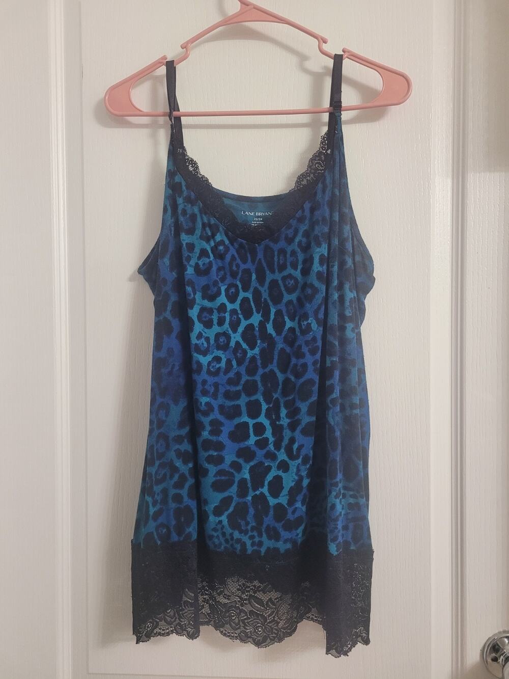Lane Bryant Leopard Print Teal & Black Top w/adjustable straps Sz 22/24